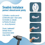 Bezpečnostný zámok (opasok) na skrinky a zásvuky, sada 10 ks textilná-biela Sipo