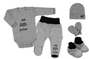 5-dielna súpravička do pôrodnice Little Prince Vel. 62 - šedá Baby Nellys