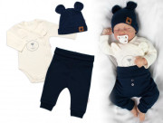 Zavinovacie body dl.rukáv, tepláčiky a čiapočka Little Bear, Baby Nellys