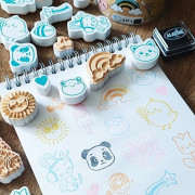 Detské drevené pečiatky Aladine Stampo Funny 17 ks - Kawaii