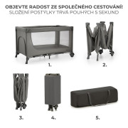 Postieľka cestovná Joy 2 Dark grey Kinderkraft