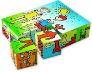 Drevené kocky kubus Psík a mačička 12 ks