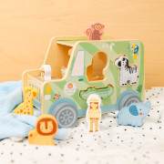 Drevená vkladačka Zvieratká Safari auto 9 ks Tooky Toy