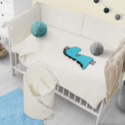 3-dielne posteľné obliečky Belisima Dino 3D 90/120 cm smotanovo-tyrkysové