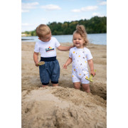 Overal tenký krátky Tlač Outlast® UPF 50+ biela čmeliaci Little Angel