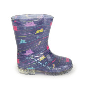 Dievčenské čižmy PVC potlač mačičky, PL0041-04, modrá Pidilidi