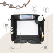 Skladací stolík do auta s vreckom na tablet čierny Sipo