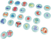 Mäkké obrázkové pexeso do vane Morské zvieratká 24 ks Janod