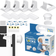 Magnetické zámky biele na skrine a zásuvky sada 4 ks + 1x magnetický kľúč Sipo
