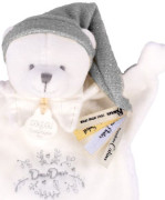 Darčeková sada Plyšový muchláčik medvedík s čiapočkou sivý 25 cm Doudou