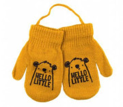 Zimné chlapčenské rukavičky so šnúrkou Hello Little - horčicové