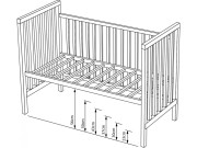Detská postieľka s vyberacími priečkami Scarlett Alek (borovica) - ECO 120 x 60 cm