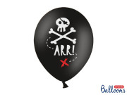 Balónik pastel 30 cm potlač "Pirátska party" čierna, 6 ks