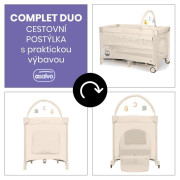 Complet duo cestovná postieľka s druhým dňom a hrazdičkou Asalvo