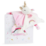 Darčeková sada - plyšový muchláčik jednorožec ružový 20 cm Doudou