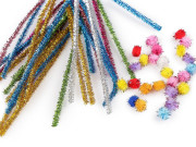 Kreatívna sada chlpaté drôtiky a brmbolce s lurexom