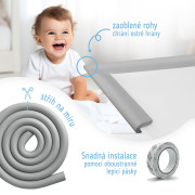 Ochranná páska penová šedá na ochranu hrán a rohov skleneného nábytku 1 ks (2 m) Sipo