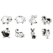 Detská drevená pečiatky Aladine Stampo Bambino, 8 ks - Farma