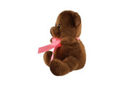 Medvedík sediaci s mašľou plyš 15 cm tmavo hnedý