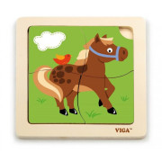 Drevené puzzle - kôň 4 dieliky Viga