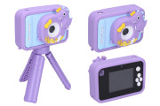 Detský digitálny fotoaparát silikónové púzdro dino statív - foto 48Mpx video Full HD