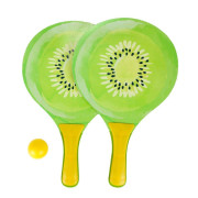 Súprava na plážový tenis ovocie drevené 38 cm 2 pálky + 1 loptička
