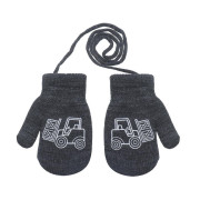 Zimné palcové pletené rukavičky so šnúrkou pre chlapcov 2 -3 roky