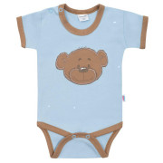 Dojčenské bavlnené body s krátkym rukávom New Baby BrumBrum blue brown