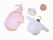 Obleček pre bábiku bábätko New Born veľkosti 35-36 cm Llorens 2dielny ružovo-biely
