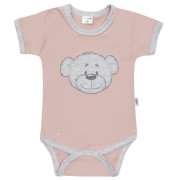 Dojčenské bavlnené body s krátkym rukávom New Baby BrumBrum Old pink grey