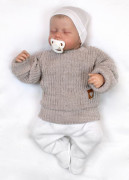 Rastúci oversize pletený svetrík pre bábätko béžový Baby Nellys