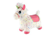 Hopsadlo jednorožec plyš biely s hviezdičkami na batérie a so zvukom