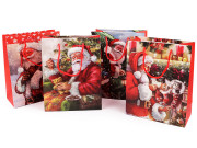 Vianočná darčeková taška s glitrami 32 x 26 x 10 cm Santa 3