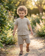 Dojčenská mušelínová košeľa s kraťasmi linen New Baby