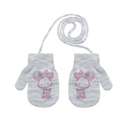 Pletené zimné rukavice so šnúrkou sobík 9 - 12 mesiacov