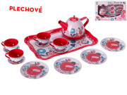 Čajový set plechový 15 ks s podnosom 24 x 15 cm