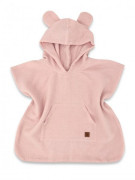 Detské mušelínové pončo lux s kapucňou Teddy rýchloschnúce púdrovo ružové