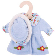 Modrý kabátik s klobúčikom pre bábiku Bigjigs Toys 28 cm