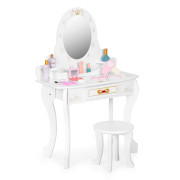 Detská toaletka so zrkadlom, stoličkou a doplnkami biela
