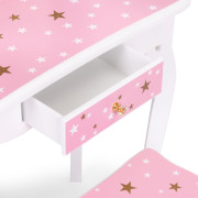 Veľká detská toaletka pre dievčatká s trojitým zrkadlom, stoličkou a zásuvkou