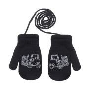 Zimné palcové pletené rukavičky so šnúrkou pre chlapcov 2 -3 roky