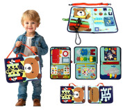 Senzorická busy kniha Macko 28x45 cm