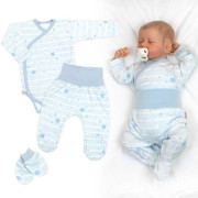 Zavinovacie body, polodupačky + rukavičky zadarmo, 3D, Baby Star - blue Baby Nellys