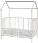 Detská postieľka domček Rika s vyberacími priečkami borovica biela 120 x 60 cm Scarlett
