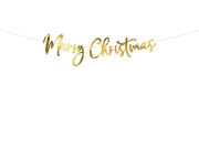 Girlanda papierová - Zlatý nápis "Merry Christmas" lesklý 83cm