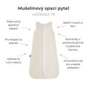 Letný a jarný mušelínový spací vak Love béžový so srdiečkami Sleepee