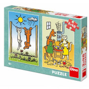 Puzzle Psík a Mačička 2x48 dielikov