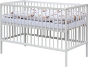 Detská postieľka s kompletnou výbavou biela 120 x 60 cm Zajačik šedý Scarlett