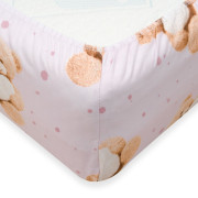 Bavlnená prestieradlo do postieľky Love Teddy Bear 120x60 cm pink New Baby