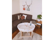 Hojdací stojan na Mojžišov košík pre bábätko RockingBaby transparent bezfarebný lak 2.AKOSŤ